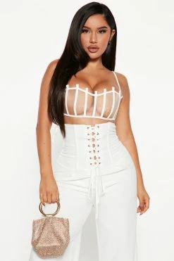 Fashion Nova Carolina Corset Pant Set - White
