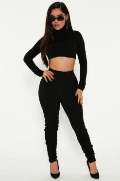 Fashion Nova Riley Snatched Legging Set - Black Legging Sets
