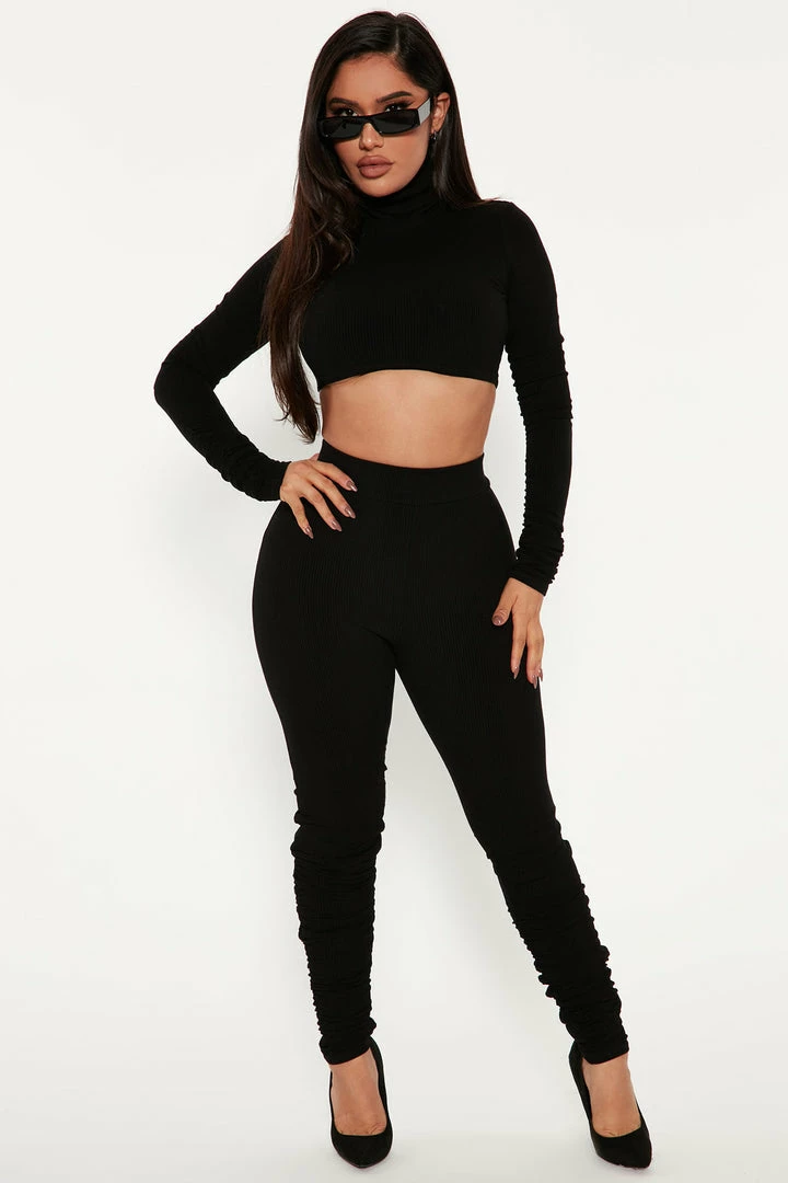 Fashion Nova Riley Snatched Legging Set - Black Legging Sets