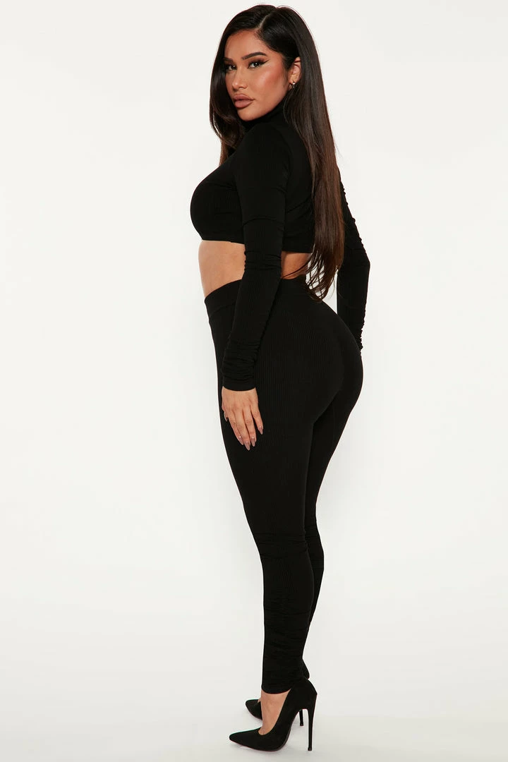 Fashion Nova Riley Snatched Legging Set - Black Legging Sets