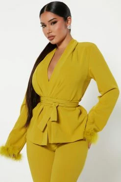 Fashion Nova Wide Leg Sets Frisky Business Pant Set - Chartreuse