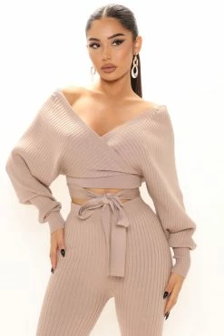 Fashion Nova Legging Sets Hold Me Closer Sweater Legging Set - Taupe