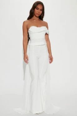 Fashion Nova Wide Leg Sets Classy Affair Pant Set - White