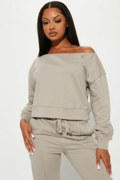 Fashion Nova Easy Going Pant Set - Grey Wide Leg Sets