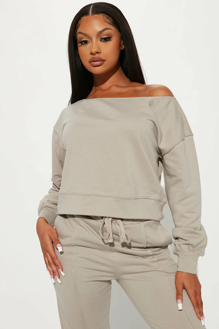 Fashion Nova Easy Going Pant Set - Grey Wide Leg Sets
