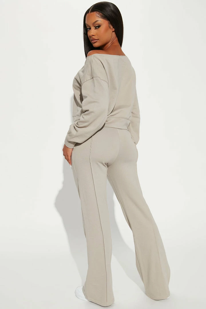 Fashion Nova Easy Going Pant Set - Grey Wide Leg Sets