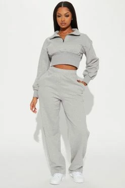 Fashion Nova Wide Leg Sets Its Always Casual Pant Set - Grey