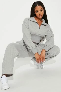 Fashion Nova Wide Leg Sets Its Always Casual Pant Set - Grey
