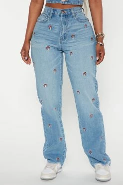 Fashion Nova Magic Mushroom High Rise Straight Leg Jeans - Medium Wash Matching Separates