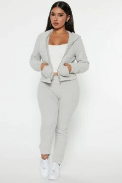 Fashion Nova Sweater Sets Always Extra Cozy Pant Set - Grey