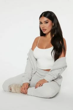 Fashion Nova Sweater Sets Always Extra Cozy Pant Set - Grey