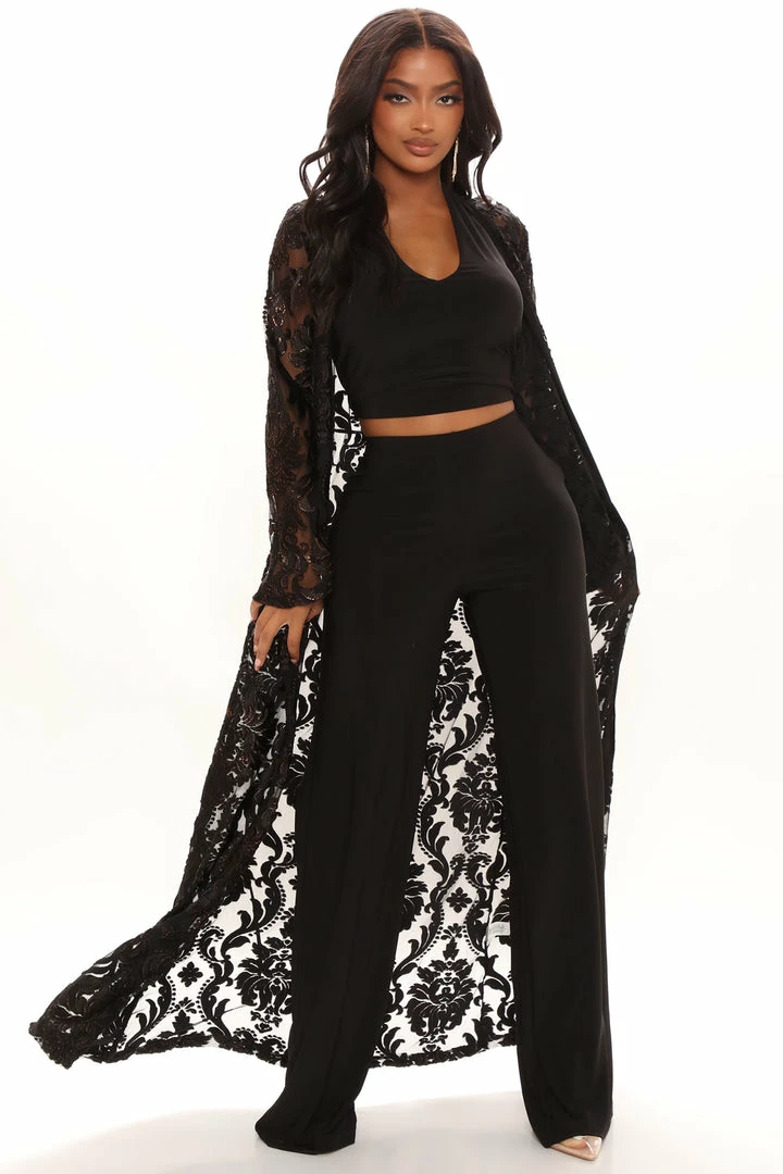 Fashion Nova Sienna 3 Piece Pant Set - Black