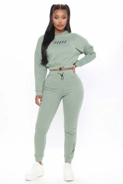 Fashion Nova Sweatshirt Sets Not Over You Hoodie And Jogger Set - Olive