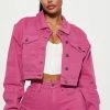 Fashion Nova Lovefool Denim Trucker Jacket - Magenta