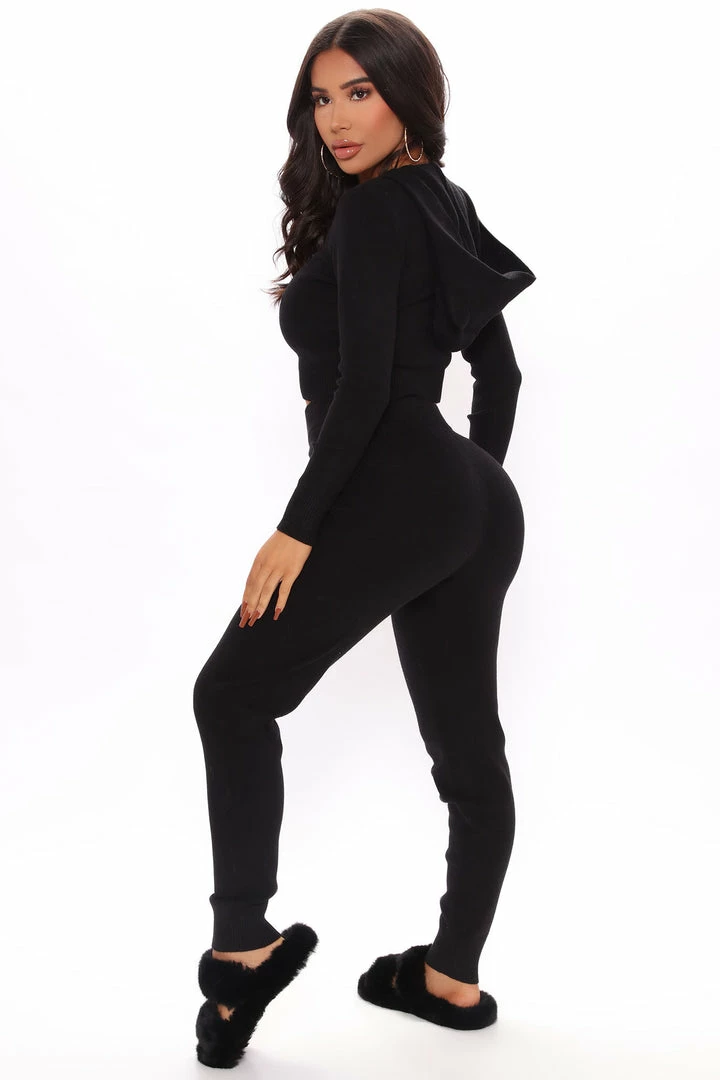 Fashion Nova What's Good Sweater Legging Set - Black Legging Sets