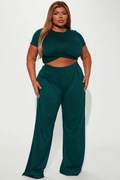 Fashion Nova Casually Chic Wide Leg Pant Set - Hunter