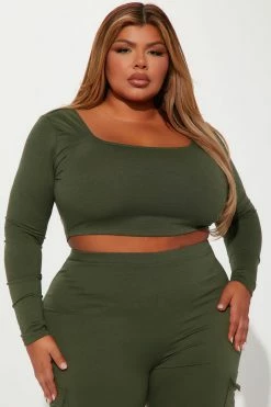 Fashion Nova Take A Break Cargo Pant Set - Olive Wide Leg Sets