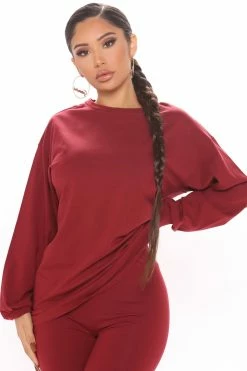 Fashion Nova Paparazzi Legging Set - Burgundy Legging Sets