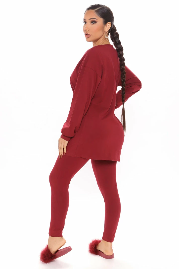 Fashion Nova Paparazzi Legging Set - Burgundy Legging Sets