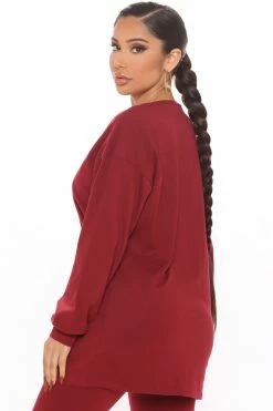 Fashion Nova Paparazzi Legging Set - Burgundy Legging Sets