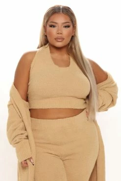 Fashion Nova Legging Sets Keep Me Cozy Fuzzy 3 Piece Legging Set - Mustard