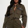 Fashion Nova Always A Good Time Cropped Cargo Jacket - Olive