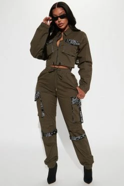 Fashion Nova Always A Good Time Cropped Cargo Jogger - Olive Matching Separates