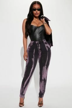 Fashion Nova Matching Separates Guilty Pleasure Skinny Jeans - Black/Purple