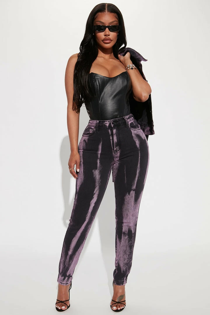 Fashion Nova Matching Separates Guilty Pleasure Skinny Jeans - Black/Purple