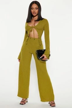 Fashion Nova Mckenna Pant Set - Green Wide Leg Sets