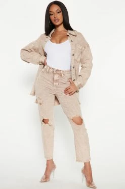 Fashion Nova Matching Separates Knock On Wood Straight Leg Jeans - Tan