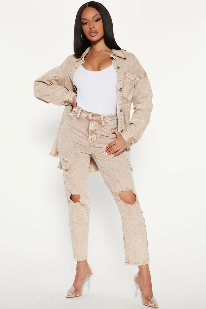 Fashion Nova Matching Separates Knock On Wood Straight Leg Jeans - Tan