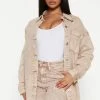 Fashion Nova Knock On Wood Denim Shacket - Tan