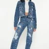 Fashion Nova Cult Of Personality Embellished Straight Leg Jeans - Medium Wash Matching Separates