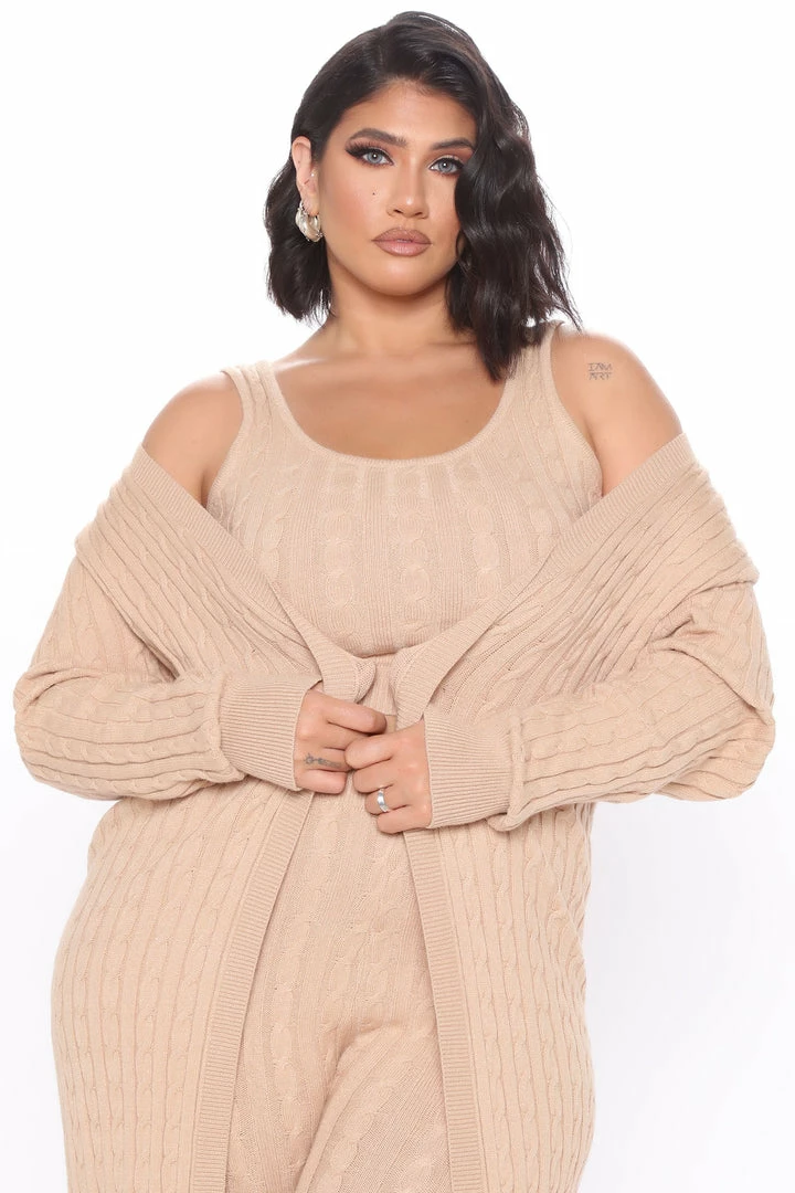 Fashion Nova The Best You Had 3 Piece Sweater Legging Set - Beige Legging Sets