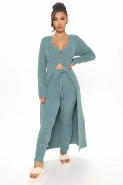 Fashion Nova Legging Sets Warm It Up Sweater Legging Set - Teal