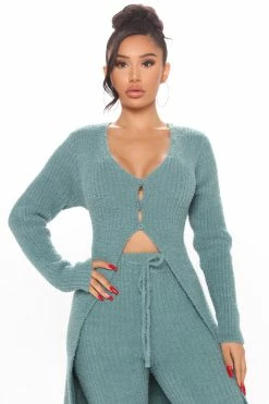 Fashion Nova Legging Sets Warm It Up Sweater Legging Set - Teal