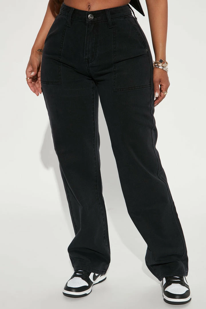 Fashion Nova Matching Separates Night After Night Carpenter Straight Leg Jeans - Black Wash