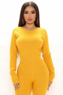 Fashion Nova Legging Sets Can't Deny It Sweater Legging Set - Mustard