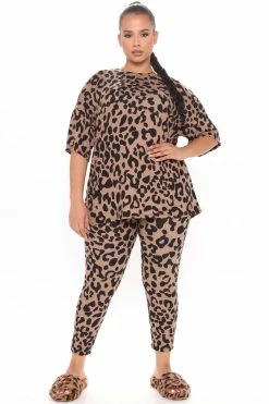 Fashion Nova Chelsea Leopard Legging Set - Brown/Combo