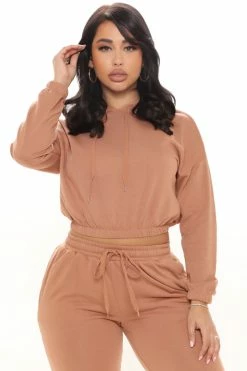 Fashion Nova Sweatshirt Sets Inhale And Exhale Jogger Set - Taupe