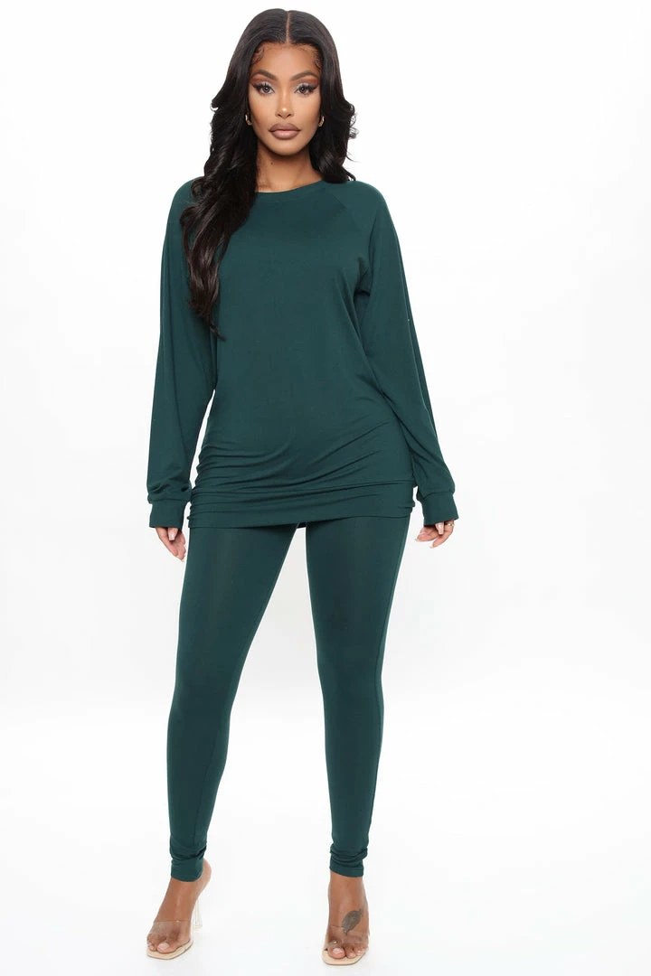 Fashion Nova Legging Sets Kick Back Legging Set - Hunter