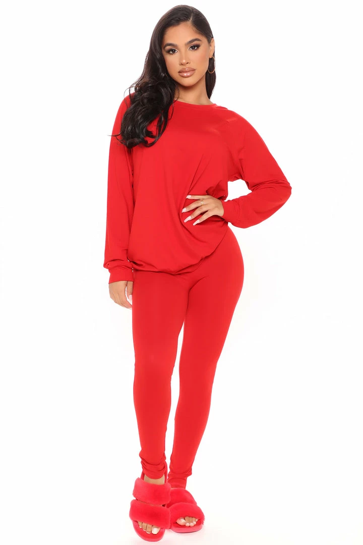 Fashion Nova Kick Back Legging Set - Red