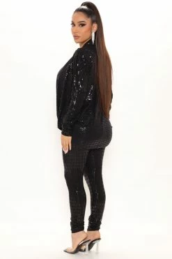 Fashion Nova All That Glitters Legging Set - Black