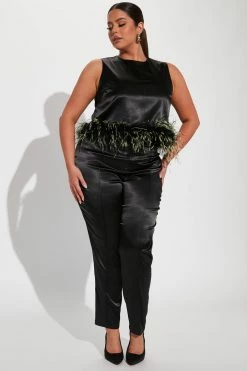 Fashion Nova Legging Sets She's A Classic Feather Legging Set - Black