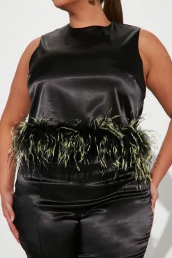 Fashion Nova Legging Sets She's A Classic Feather Legging Set - Black