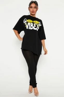 Fashion Nova Legging Sets Good Vibes Legging Set - Black