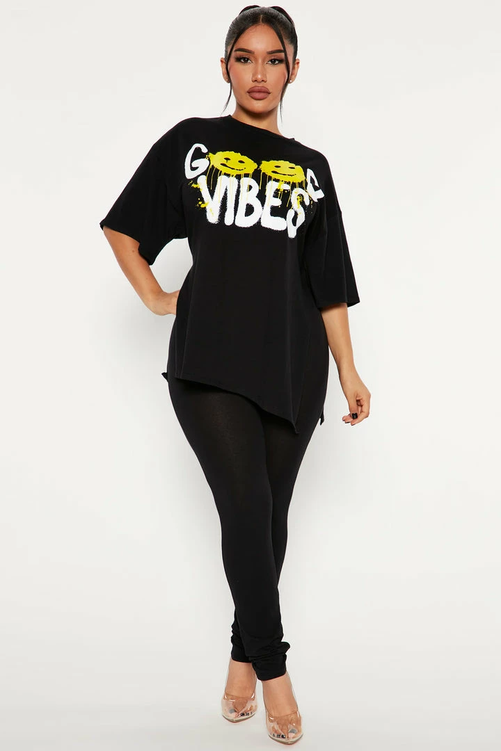 Fashion Nova Legging Sets Good Vibes Legging Set - Black