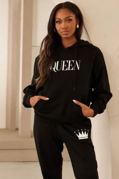 Fashion Nova Family Goals Women's Queen Hoodie - Black Matching Separates