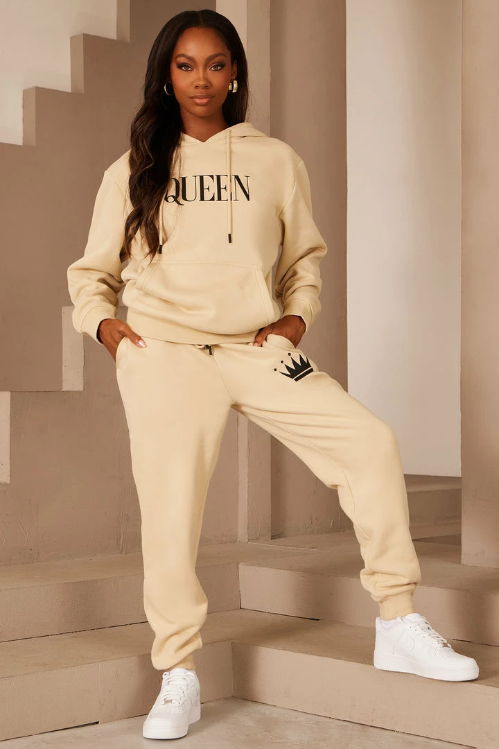 Fashion Nova Matching Separates Family Goals Women's Queen Hoodie - Tan